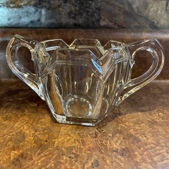 MCM Vintage creamer and sugar set glass vintage mid century style - Picture 3 of 7